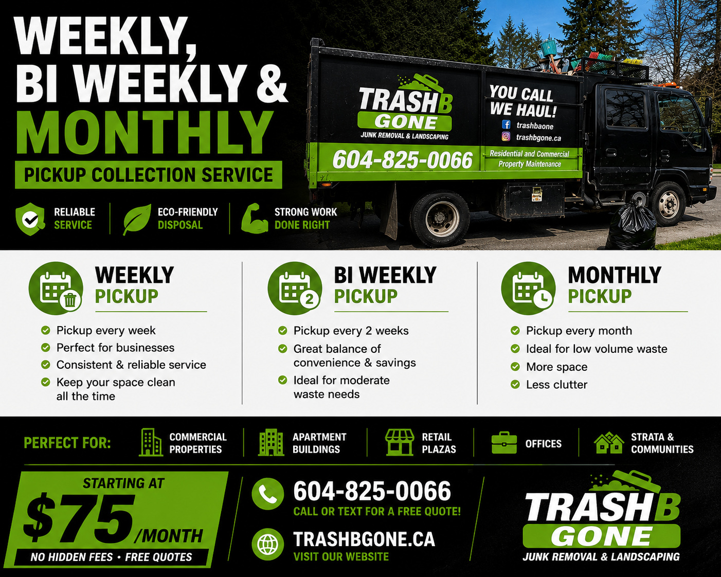 Weekly, Bi Weekly & Monthly Pickup Collection Service Weekly, Bi Weekly & Monthly Pickup Collection Service